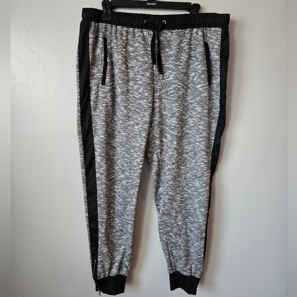 (3/$25) BONGO Gray Marl Joggers | Side Stripe Zipper Ankle Athleisure Size XL - Picture 2 of 7